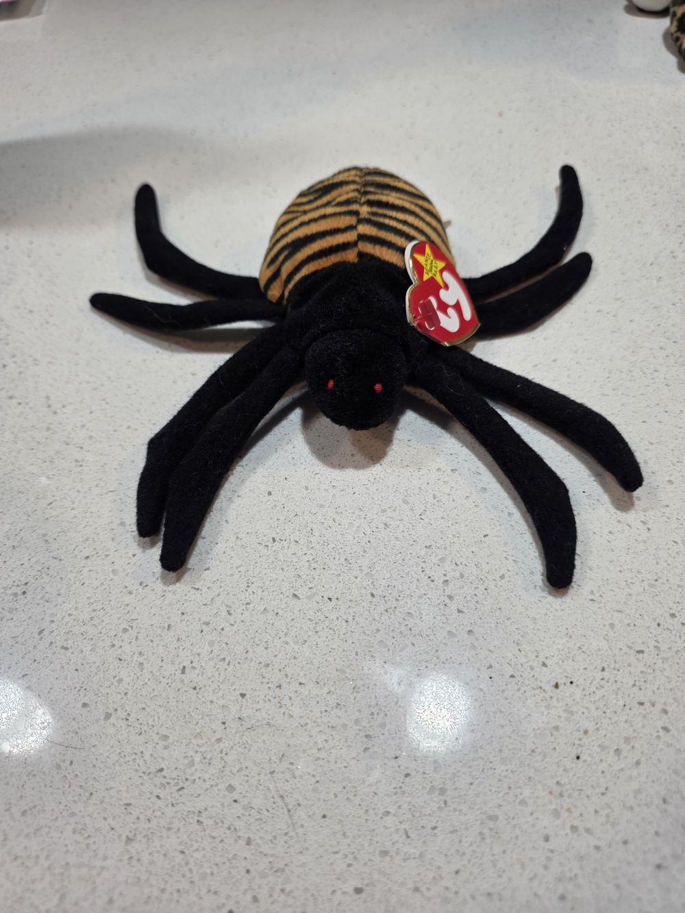Ty Beanie Baby Black & Orange Striped Spider Plush